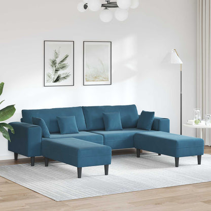 Divano con cuscino 3 pcs Blu Velluto