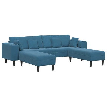 Divano con cuscino 3 pcs Blu Velluto