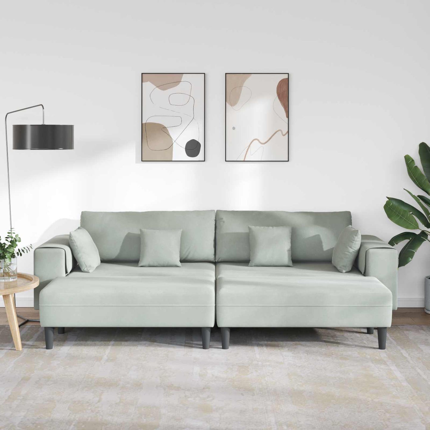 Divano con cuscino 3 pcs Grigio chiaro Velluto