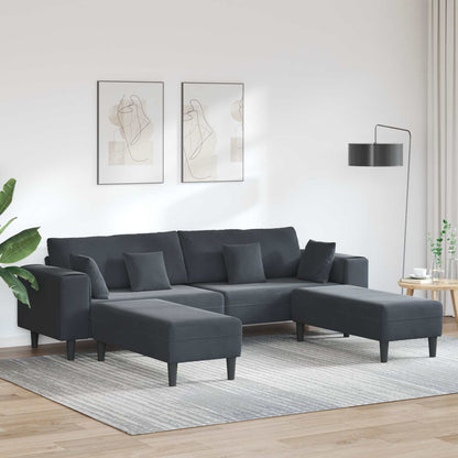 Divano con cuscino 3 pcs Grigio scuro Velluto