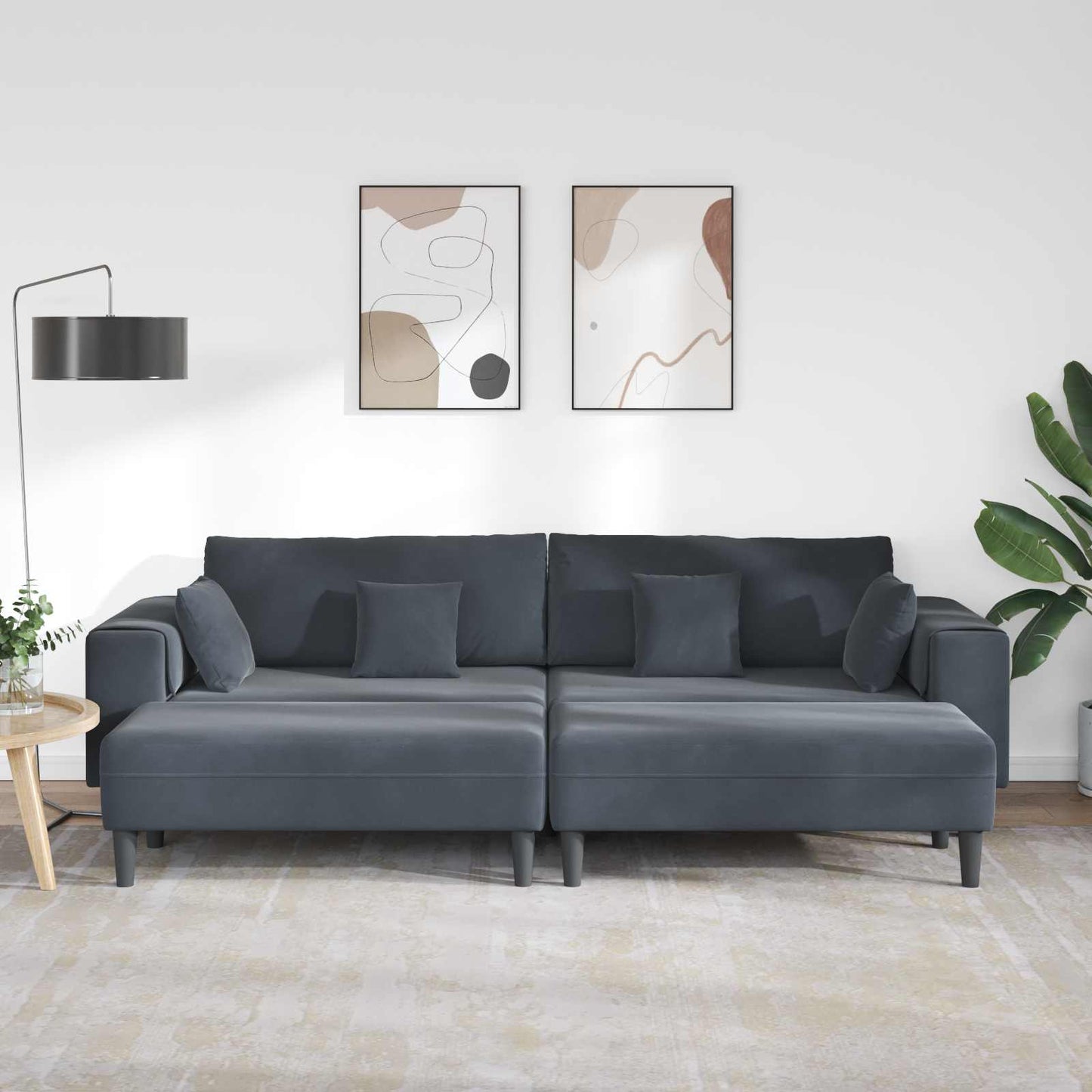 Divano con cuscino 3 pcs Grigio scuro Velluto