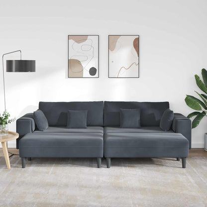 Divano con cuscino 3 pcs Grigio scuro Velluto