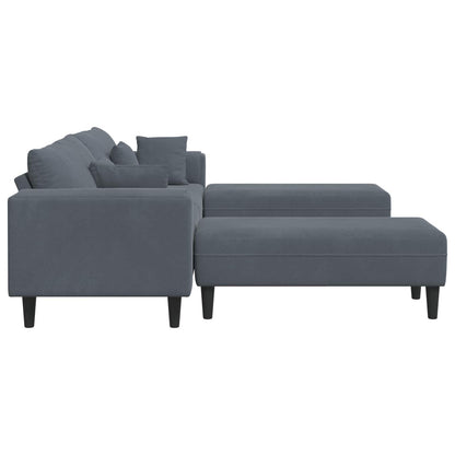 Divano con cuscino 3 pcs Grigio scuro Velluto
