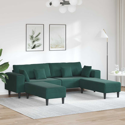 Divano con cuscino 3 pcs Verde Scuro Velluto