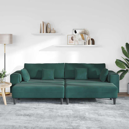 Divano con cuscino 3 pcs Verde Scuro Velluto