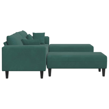 Divano con cuscino 3 pcs Verde Scuro Velluto
