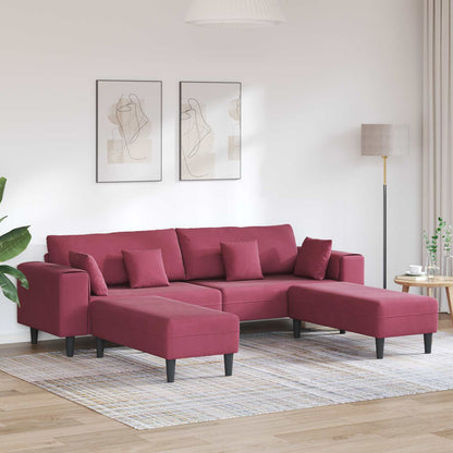 Divano con cuscino 3 pcs Rosso Vino Velluto