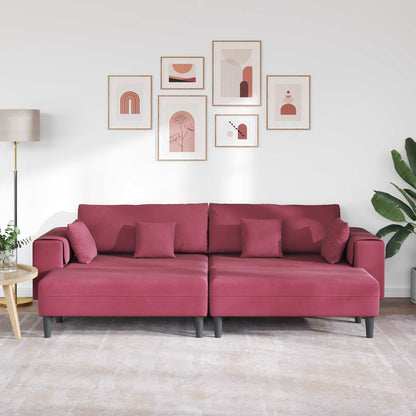 Divano con cuscino 3 pcs Rosso Vino Velluto