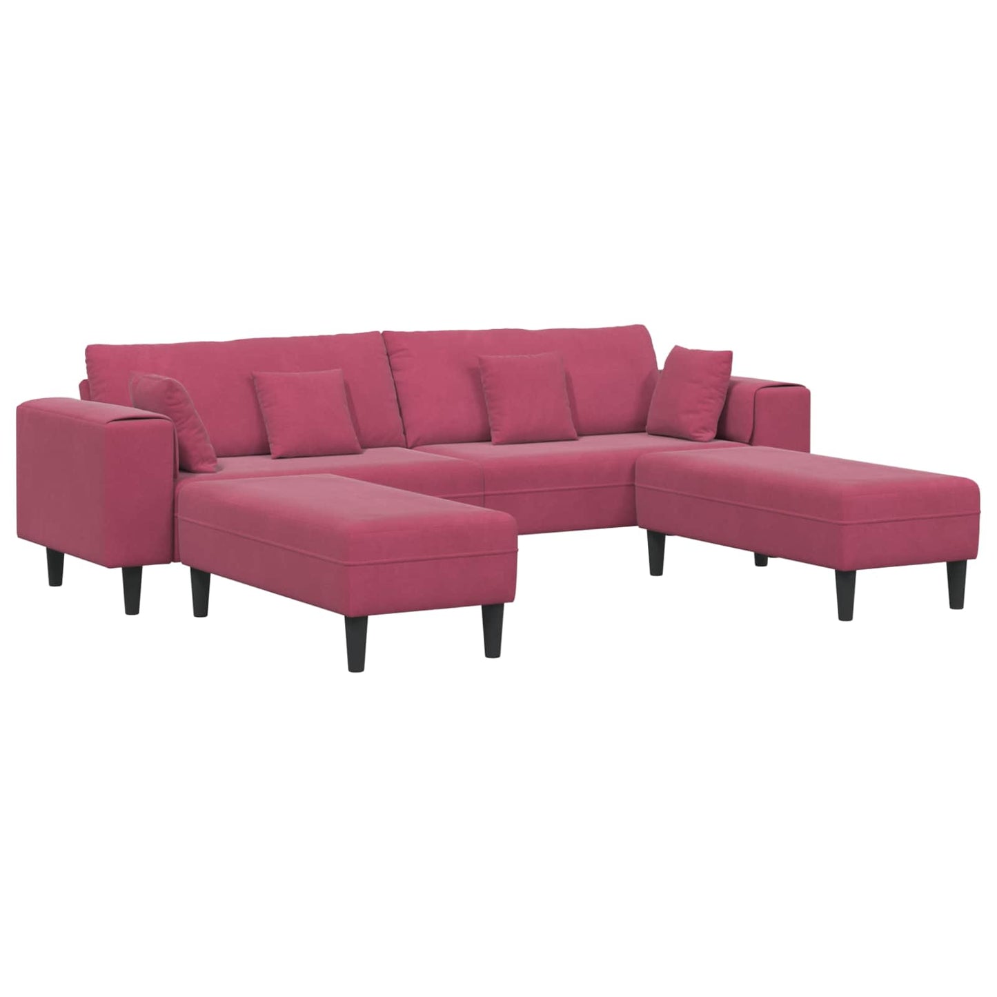 Divano con cuscino 3 pcs Rosso Vino Velluto