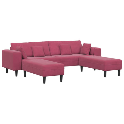 Divano con cuscino 3 pcs Rosso Vino Velluto
