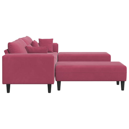 Divano con cuscino 3 pcs Rosso Vino Velluto