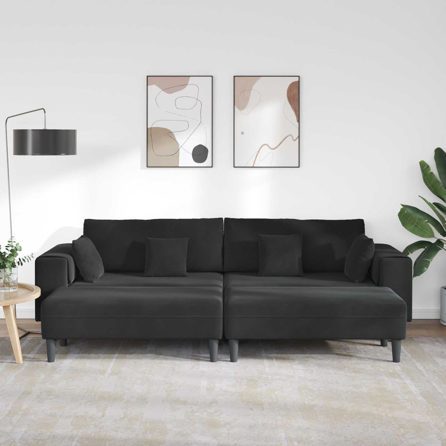 Divano con cuscino 3 pcs Nero Velluto