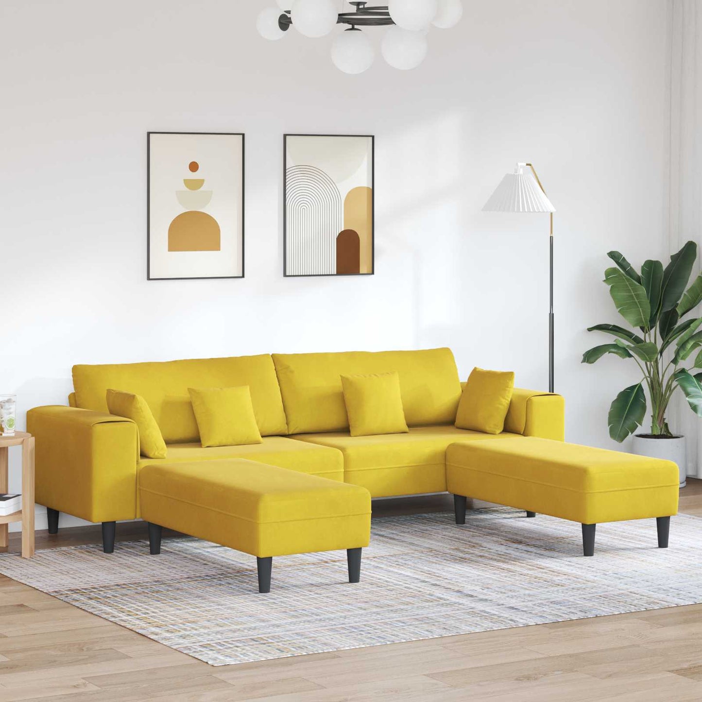 Divano con cuscino 3 pcs Giallo Velluto