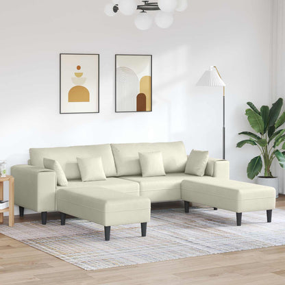 Divano con cuscino 3 pcs Crema Velluto
