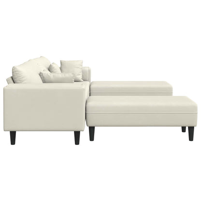Divano con cuscino 3 pcs Crema Velluto
