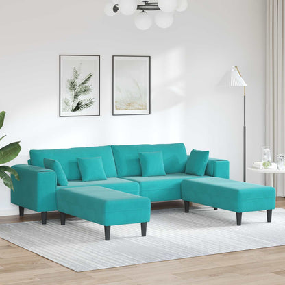 Divano con cuscino 3 pcs Turchese Velluto