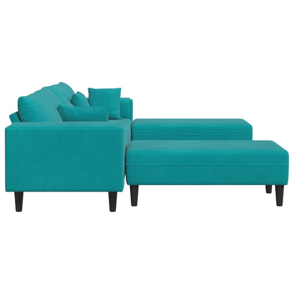 Divano con cuscino 3 pcs Turchese Velluto