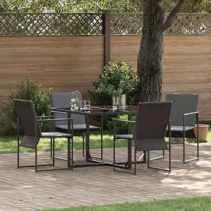 Set da Pranzo per Giardino 5 pcs Nero Acciaio