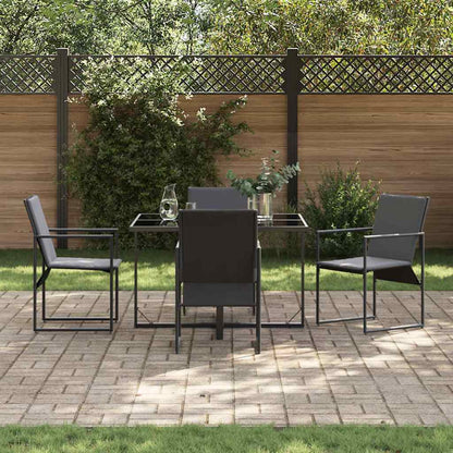 Set da Pranzo per Giardino 5 pcs Nero Acciaio