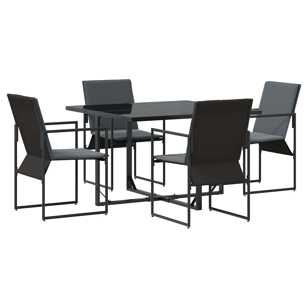 Set da Pranzo per Giardino 5 pcs Nero Acciaio
