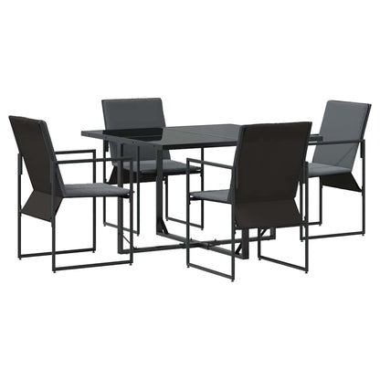 Set da Pranzo per Giardino 5 pcs Nero Acciaio