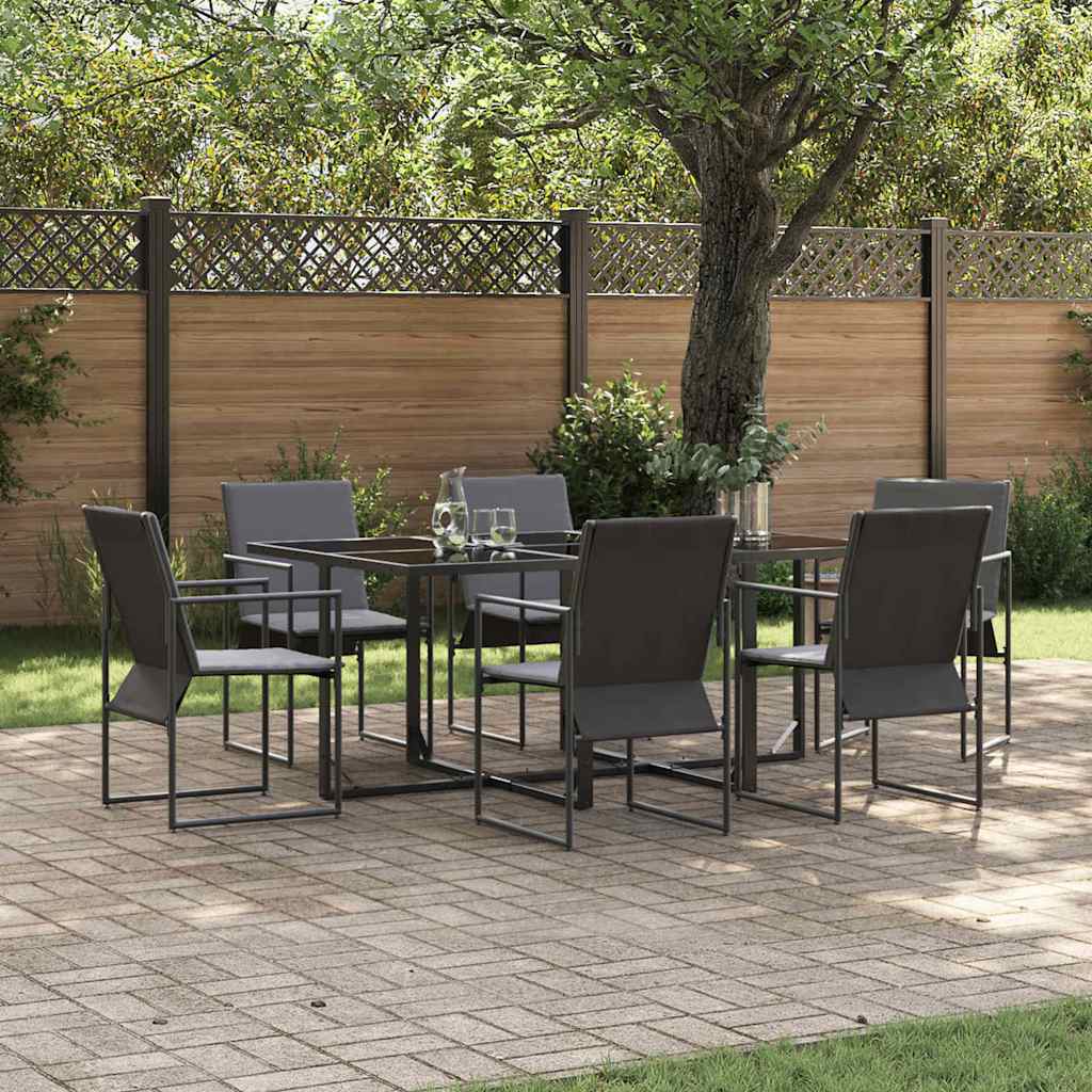 Set da Pranzo per Giardino 7 pcs Nero Acciaio