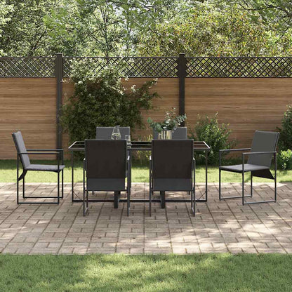 Set da Pranzo per Giardino 7 pcs Nero Acciaio