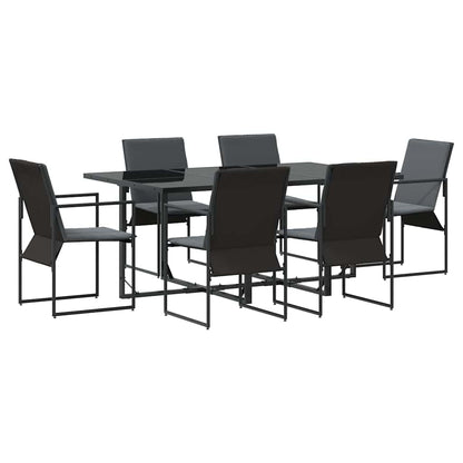 Set da Pranzo per Giardino 7 pcs Nero Acciaio