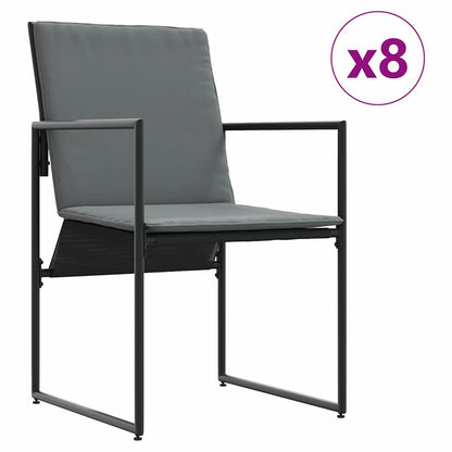 Set da Pranzo per Giardino 9 pcs Nero Acciaio
