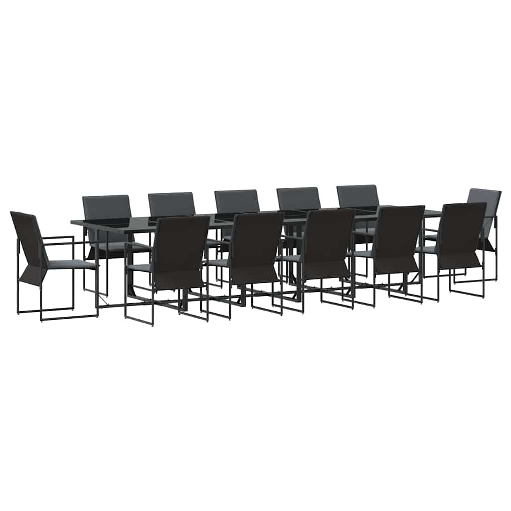 Set da Pranzo per Giardino 13 pcs Nero Acciaio