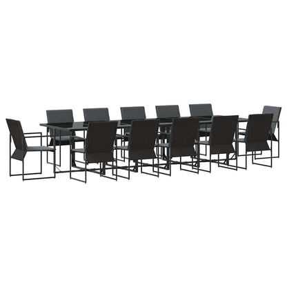 Set da Pranzo per Giardino 13 pcs Nero Acciaio