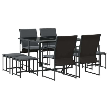 Set da Pranzo per Giardino 9 pcs Nero Acciaio