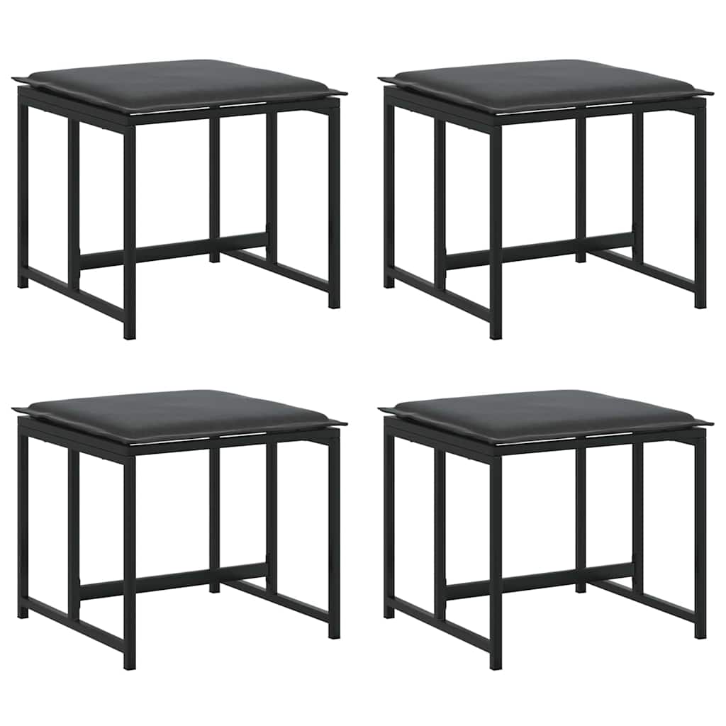 Set da Pranzo per Giardino 9 pcs Nero Acciaio
