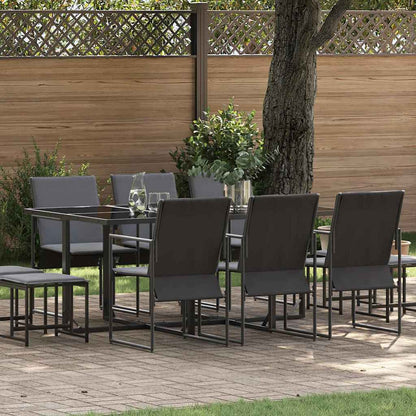 Set da Pranzo per Giardino 11 pcs Nero Acciaio