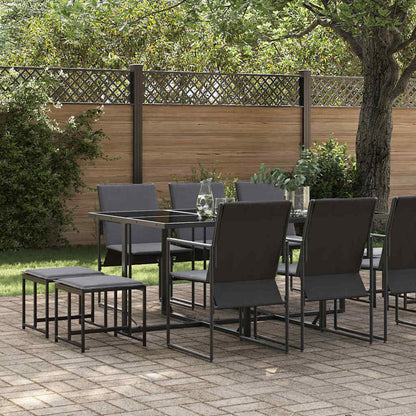 Set da Pranzo per Giardino 11 pcs Nero Acciaio
