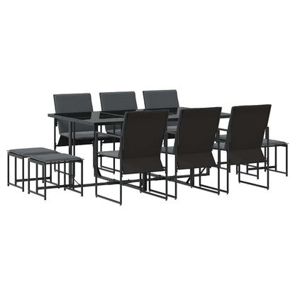 Set da Pranzo per Giardino 11 pcs Nero Acciaio