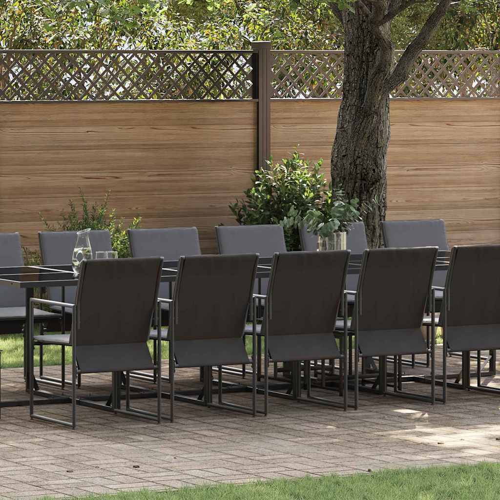 Set da Pranzo per Giardino 17 pcs Nero Acciaio