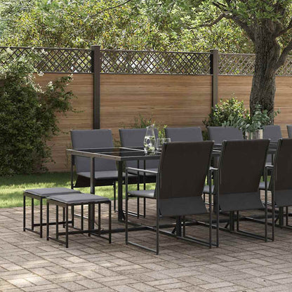 Set da Pranzo per Giardino 17 pcs Nero Acciaio