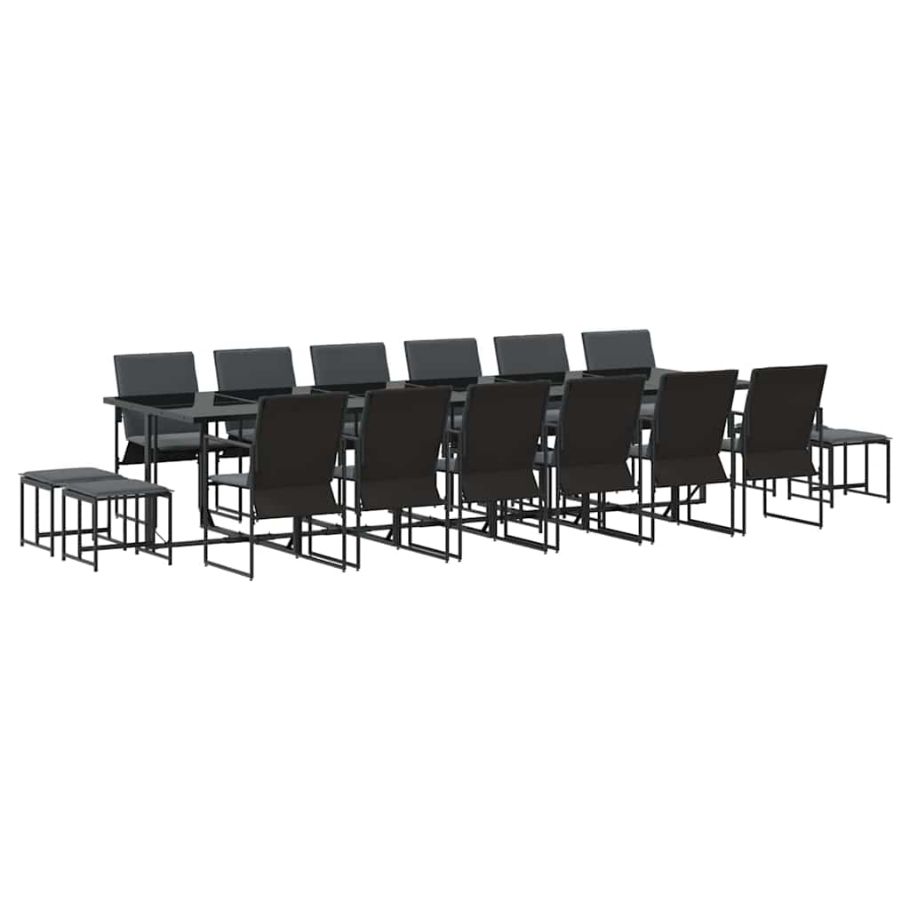 Set da Pranzo per Giardino 17 pcs Nero Acciaio