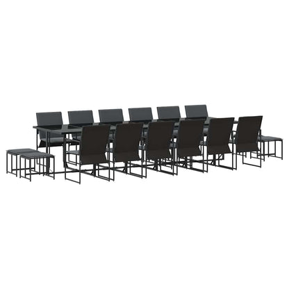 Set da Pranzo per Giardino 17 pcs Nero Acciaio