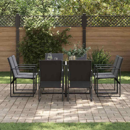 Set da Pranzo per Giardino 9 pcs Nero Acciaio