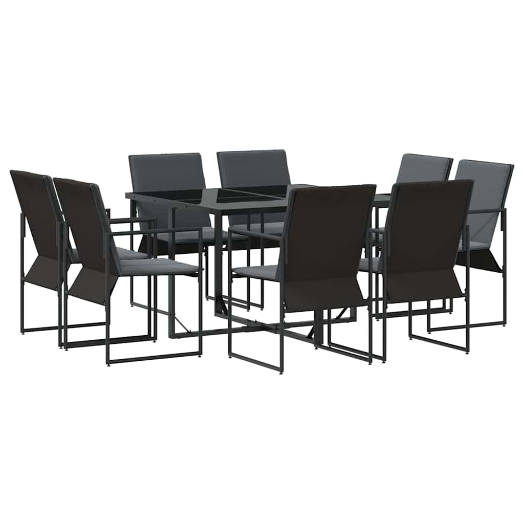 Set da Pranzo per Giardino 9 pcs Nero Acciaio