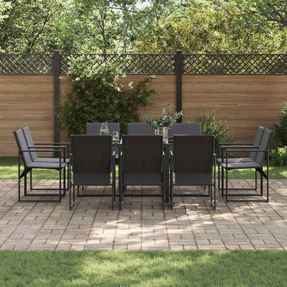 Set da Pranzo per Giardino 11 pcs Nero Acciaio