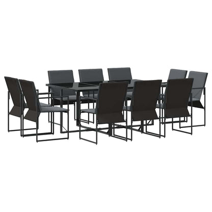 Set da Pranzo per Giardino 11 pcs Nero Acciaio