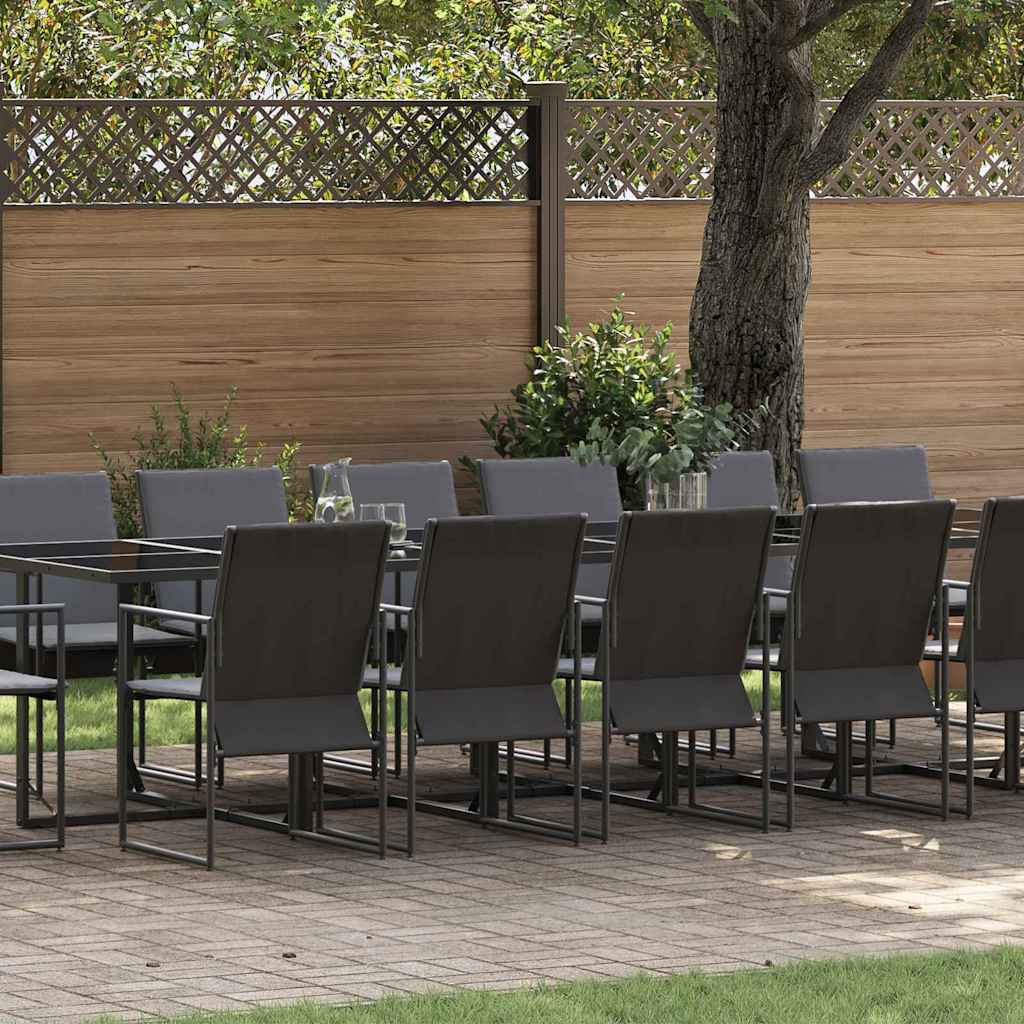 Set da Pranzo per Giardino 17 pcs Nero Acciaio