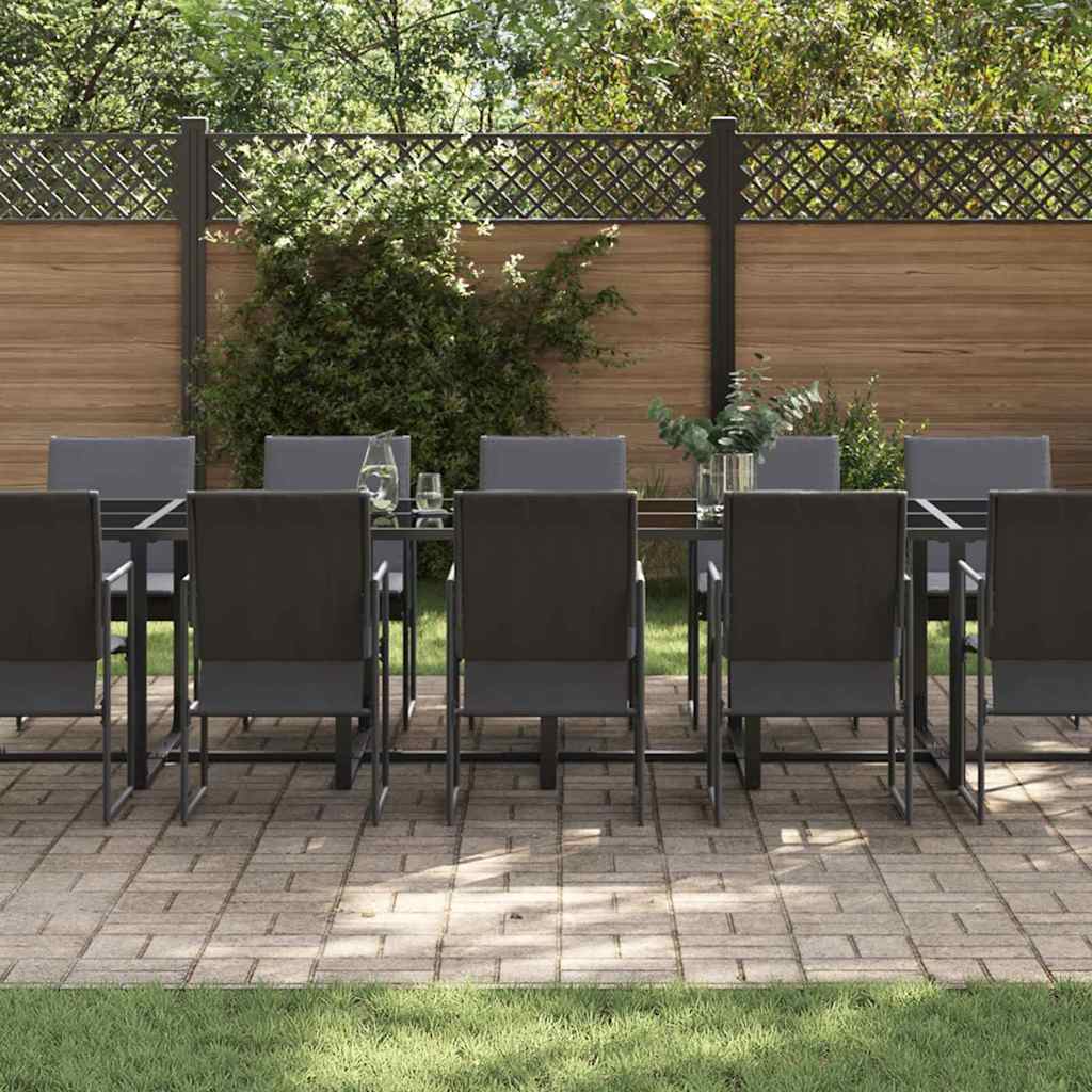 Set da Pranzo per Giardino 17 pcs Nero Acciaio