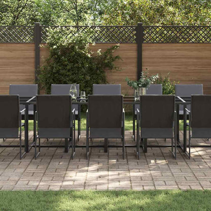 Set da Pranzo per Giardino 17 pcs Nero Acciaio