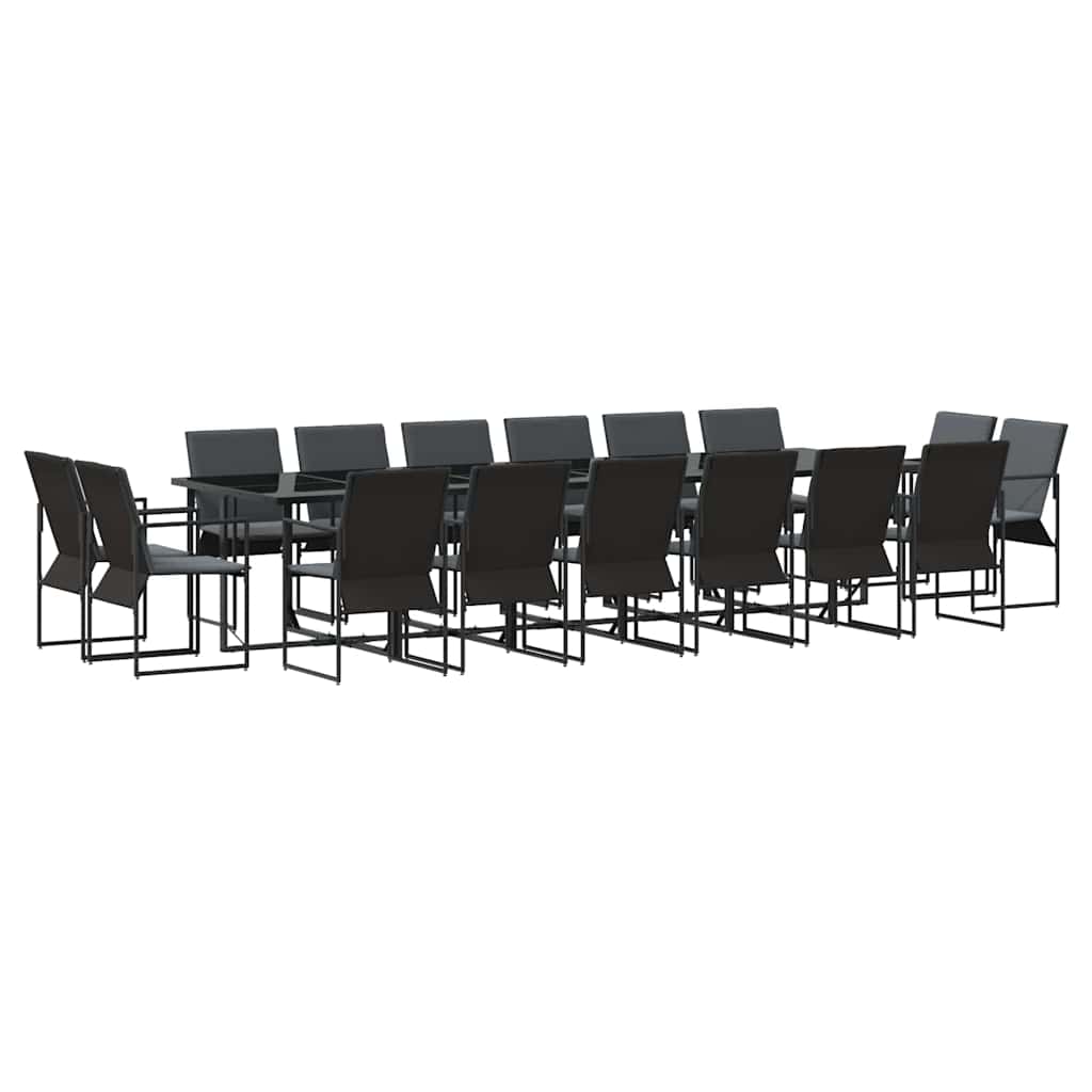 Set da Pranzo per Giardino 17 pcs Nero Acciaio