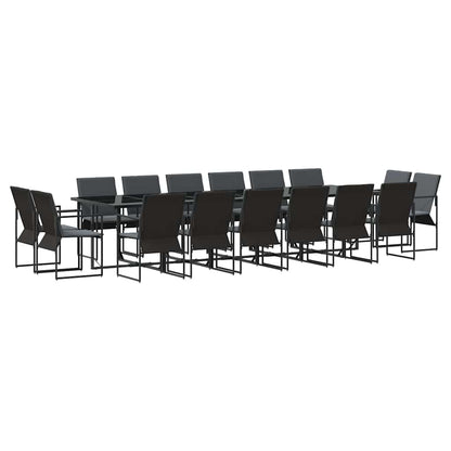 Set da Pranzo per Giardino 17 pcs Nero Acciaio