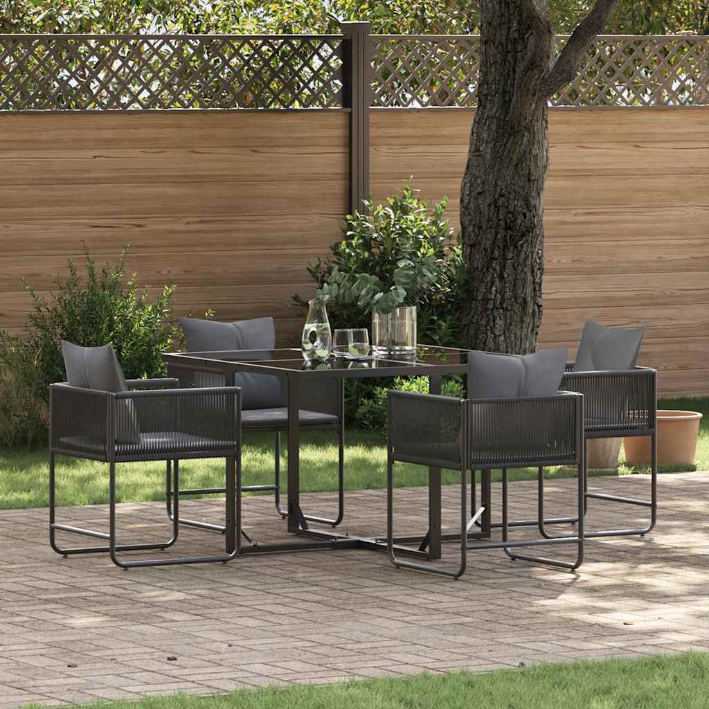 Set da Pranzo per Giardino 5 pcs Nero Acciaio